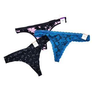 Jenny Women Cotton Multi Assorted Lingerie Thong Panties Set of 3 Size XXXL